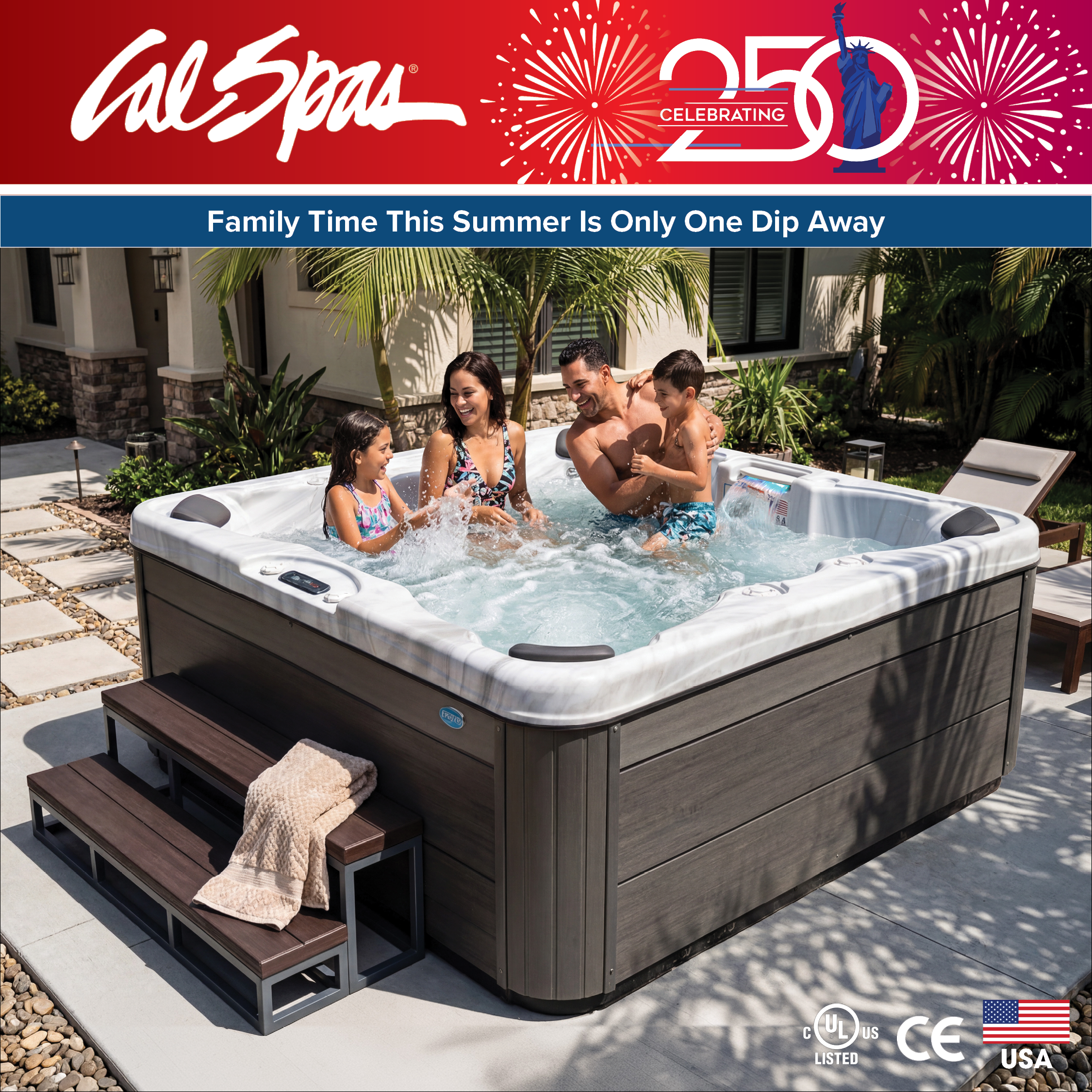 Calspas hot tub being used in a family setting - Belleville